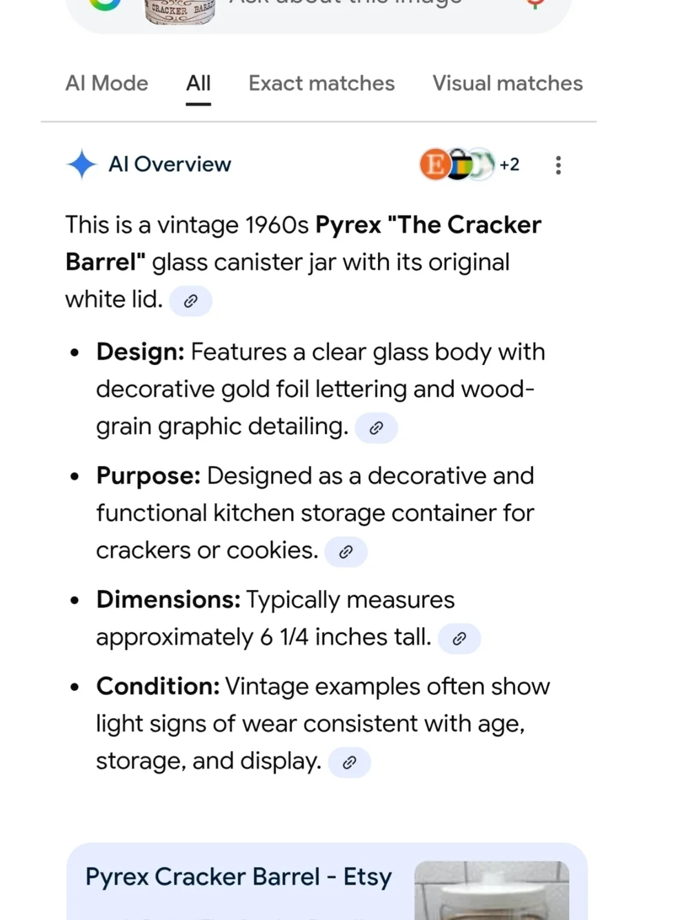 1960s Pyrex 'The Cracker Barrel' Glass Canister w/ Gold Trim Cookie Cracker Jar